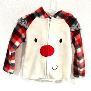 LITTLE REBELS reindeer fleece full zip sweater 24M